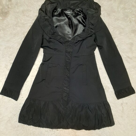 Bebe Women's Black Ruffle Trim Dress Jacket Size S - Picture 2 of 9